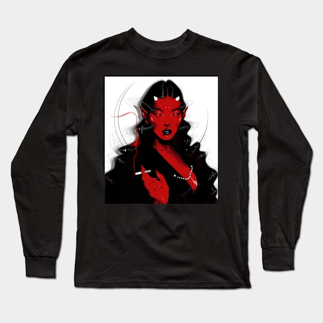 Red Lady Long Sleeve T-Shirt by MaliceGhoul